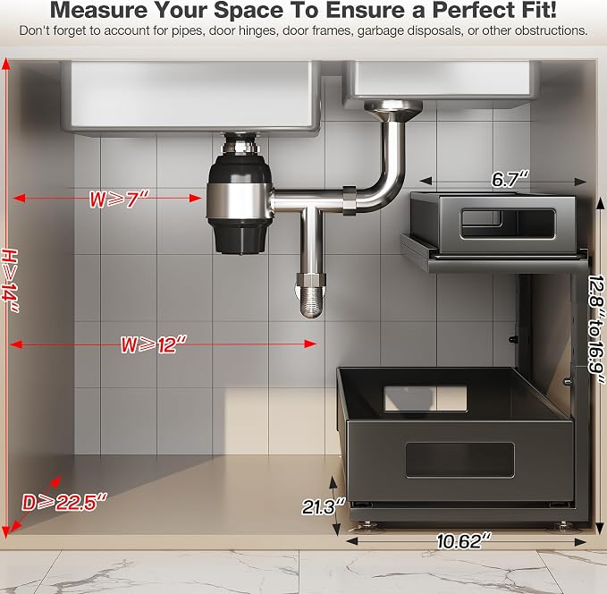 2 Pack 21.3IN-Depth Under Sink Organizer - Image 2