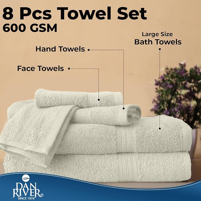 DAN RIVER 8 PC Luxury Bath Towels - Image 7