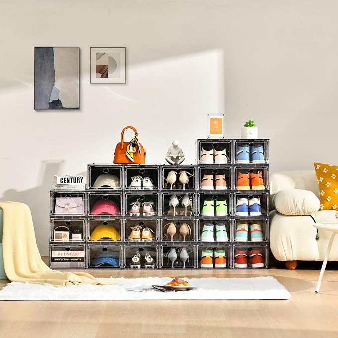 10 Pack Shoe Boxes Stackable, Upgraded Sturdy Storage Boxes - Image 6