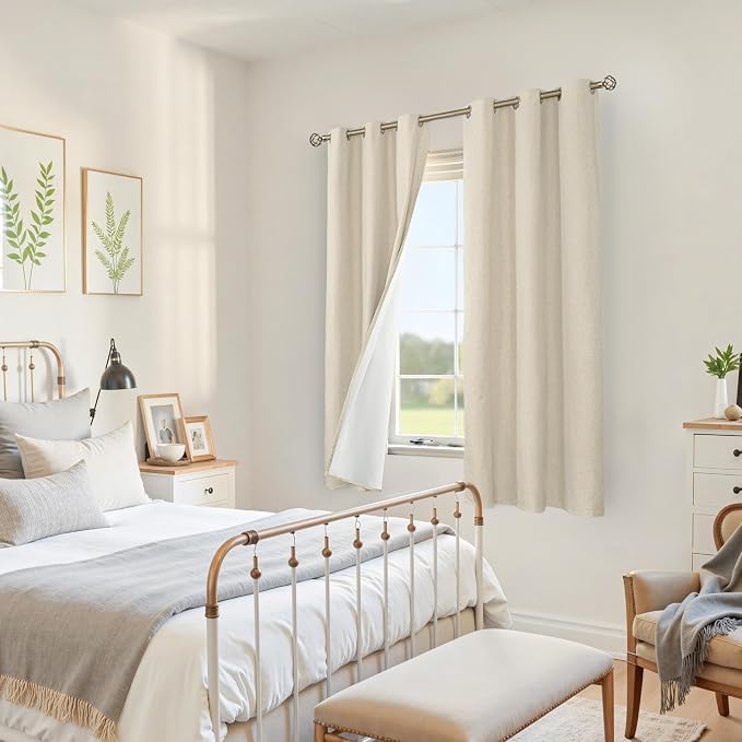 YoungsTex Natural Linen 100% Blackout Curtains - Image 4
