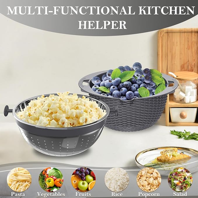 4-in-1 Colander with Bowl Set – Food Strainers and Colanders - Image 6