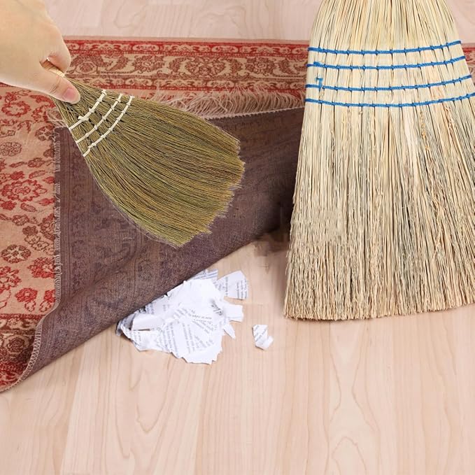 10" Whisk Broom Set of 2, Handheld Straw Broom, Natural Corn Brooms, Portable - Image 8