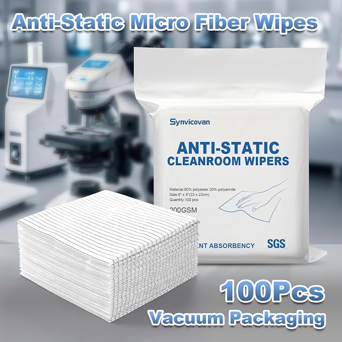 Anti-Static Microfiber Wipes 9"x9" Lint Free Cloths Reusable Special ESD - Image 2