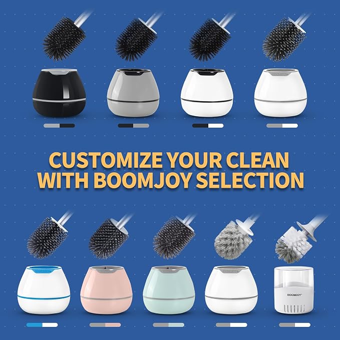 BOOMJOY Toilet Brush and Holder Set, Toilet Bowl Cleaner Brush, Toilet Scrubber - Image 2