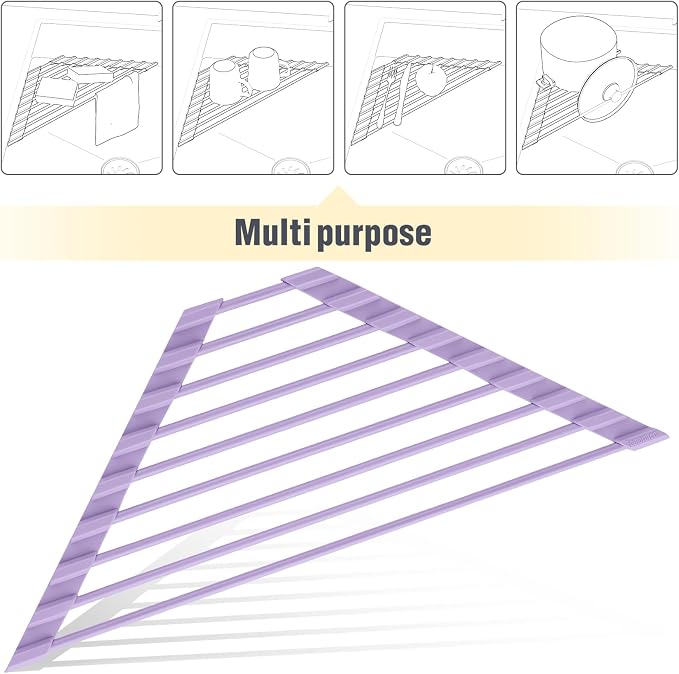 Tomorotec Compact Silicone-Coated Triangle Dish Drying Rack - Image 7