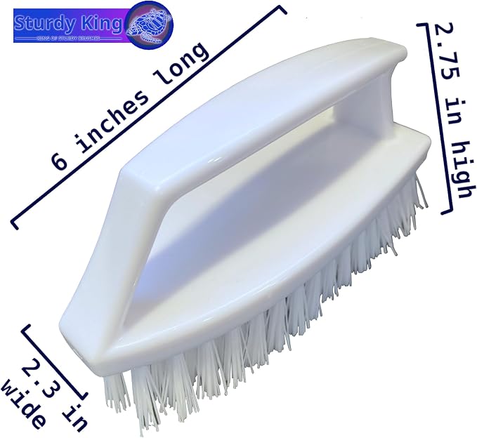 Scrub Brush Unbreakable Handle 6" White, Stiff Heavy-Duty Bristles Tough on - Image 7
