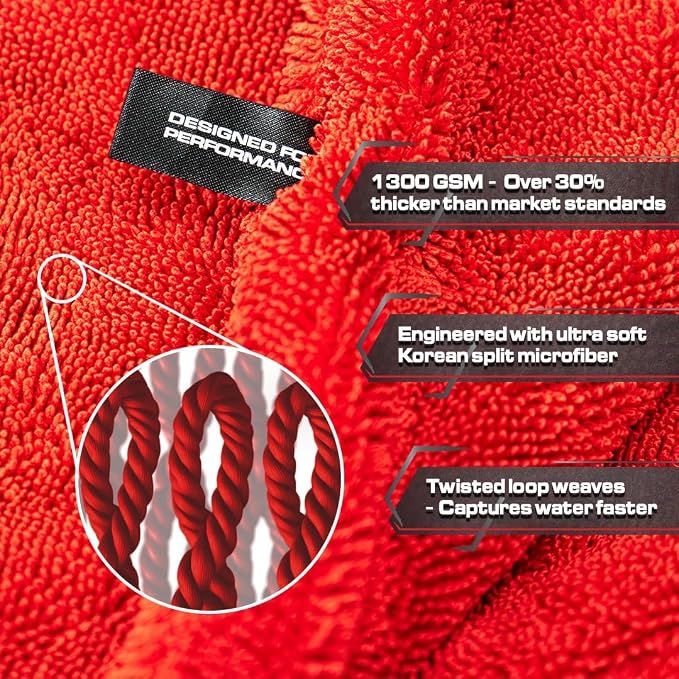 Blackline Car Drying Towel - 2ft x 3ft XL-Popular Pick Among Detailing Pros - - Image 3