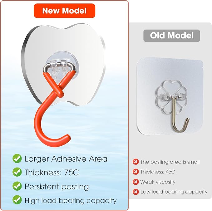 No Drill Large Adhesive Wall Hooks, Broom Holder - Image 4