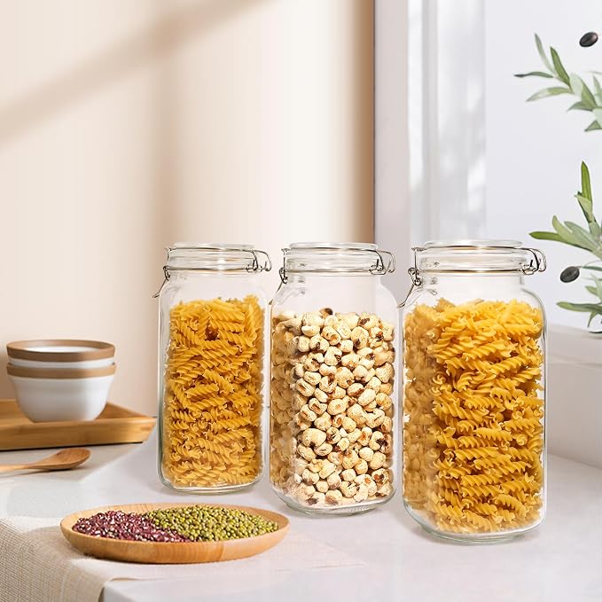 Glass Jars with Airtight Lid, Large Glass Food Storage Jars, 3 Pack Wide Mouth - Image 7