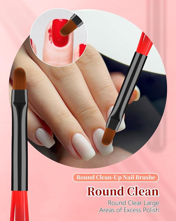 3PCS Nail Art Clean Up Brushes, Round/Angled/flat Acetone Resistant Gel Nail - Image 6