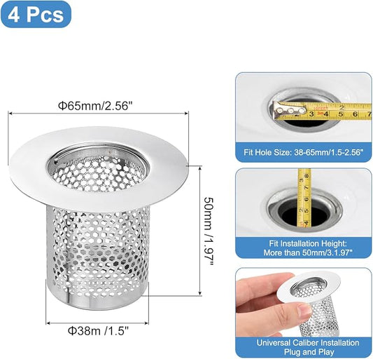 uxcell 4 Pack Shower Drain Strainer, Fit Hole Size from 1.5" to 2.6" - Image 2