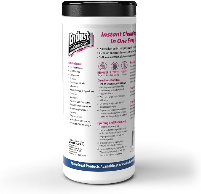 Endust For Electronics; Anti-Static Screen & Surface Cleaning Wipes; For Tablet - Image 4