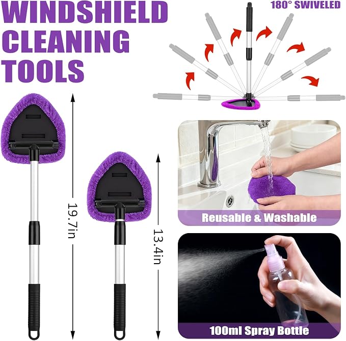 AUTODECO Windshield Cleaner Tool, Detailing Brush, Car Cleaning Kit Interior - Image 2