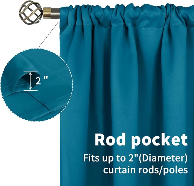 BGment Peacock Blue Blackout Curtains 90 Inch Length - Image 6