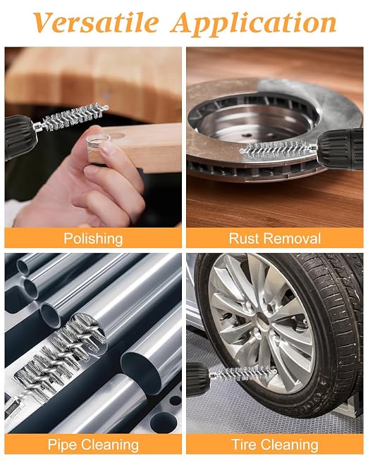 24 pcs Bore Brush for Drill, Stainless Steel Wire Cleaning Brush Set, Abrasive - Image 7