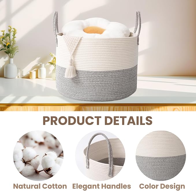 Woven Blanket Basket, 115L Large Rope Storage Bin - Image 3