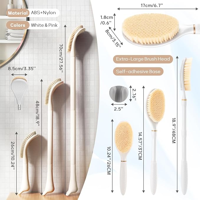 New Foot Brush & Back Scrubber Set 2PCS, 10.2''- 27.5'' Adjustable Foot Scrubber - Image 2