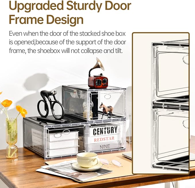 10 Pack Shoe Boxes Stackable, Upgraded Sturdy Storage Boxes - Image 3