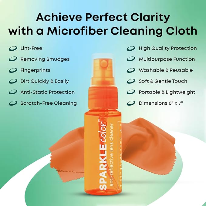 Sparkle Anti-Reflective Safe Lens Cleaner Spray Kit - 1oz Glasses Cleaner - Image 4