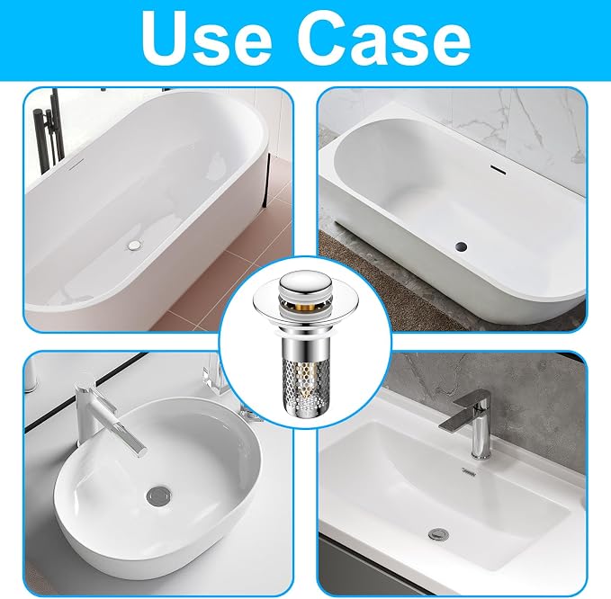 2PCS Bathroom Sink Stopper Hair Catcher Strainer, Pop Up Sink Drain Filter - Image 7