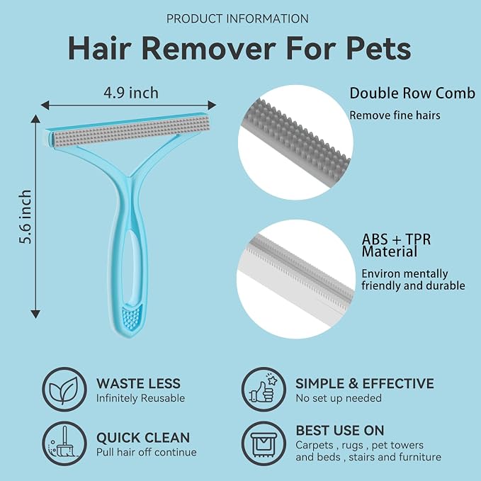 Carpet Rake for Pet Hair Removal, Dog Cat Fur Remover Rubber Broom, Carpet Rake - Image 3