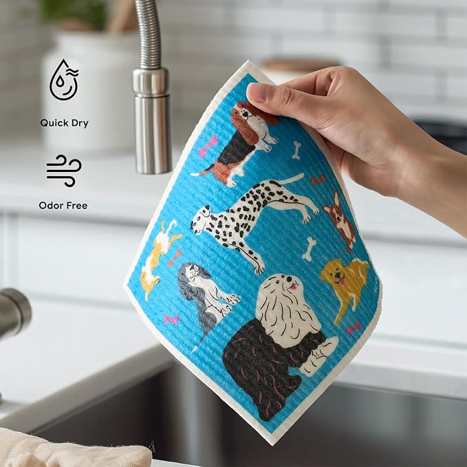 RECYCO Swedish Dishcloths for Kitchen | 6 Pack Doggy Daydreams Washable Dish - Image 6