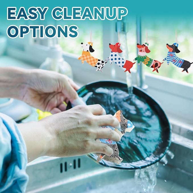 8 Pcs Christmas Sponges Dish Sponges, Cute Kitchen Scrub Sponge, Dual-Sided - Image 5