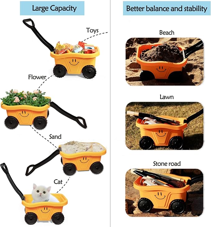 Todders Wheelbarrow Gardening Set, Kids Rake and Shovel Set - Image 3