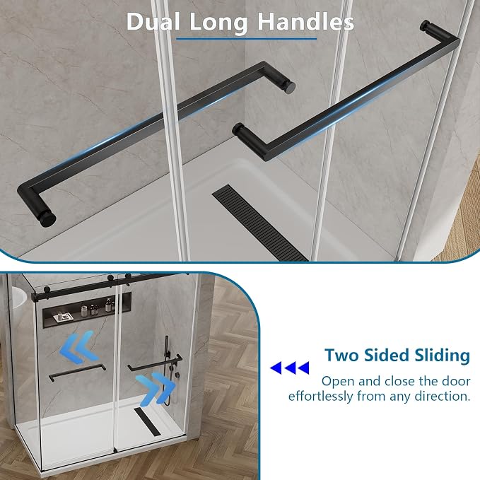 60x76 in Frameless Double Sliding Shower Door - Image 6