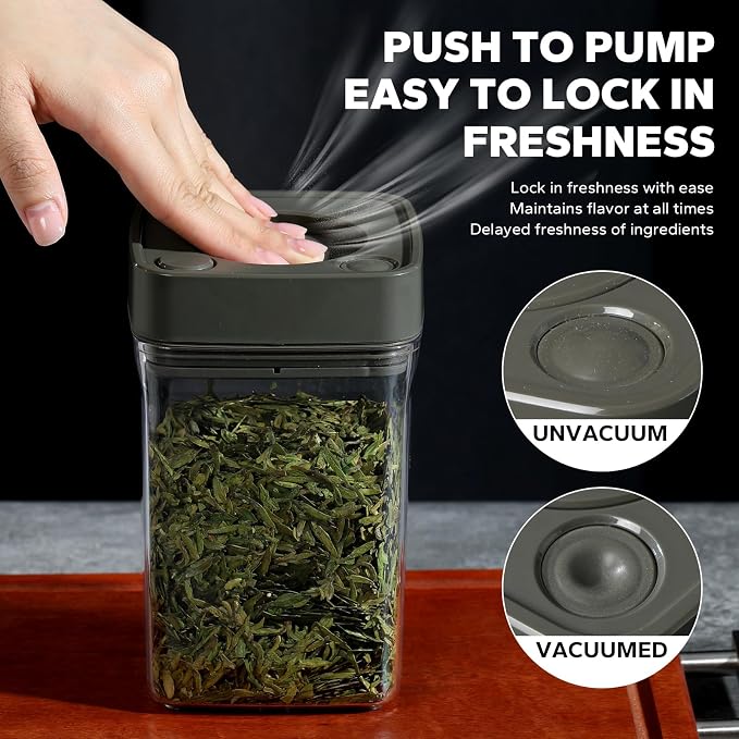 Manual Vacuum Jar With One-Button Vacuum Pump, Airtight Food Cereal Containers - Image 3