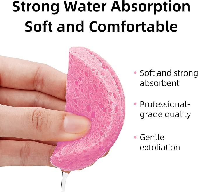 60-Count Compressed Facial Sponges|100% Natural Kickleen Cellulose Cosmetic Spa - Image 4