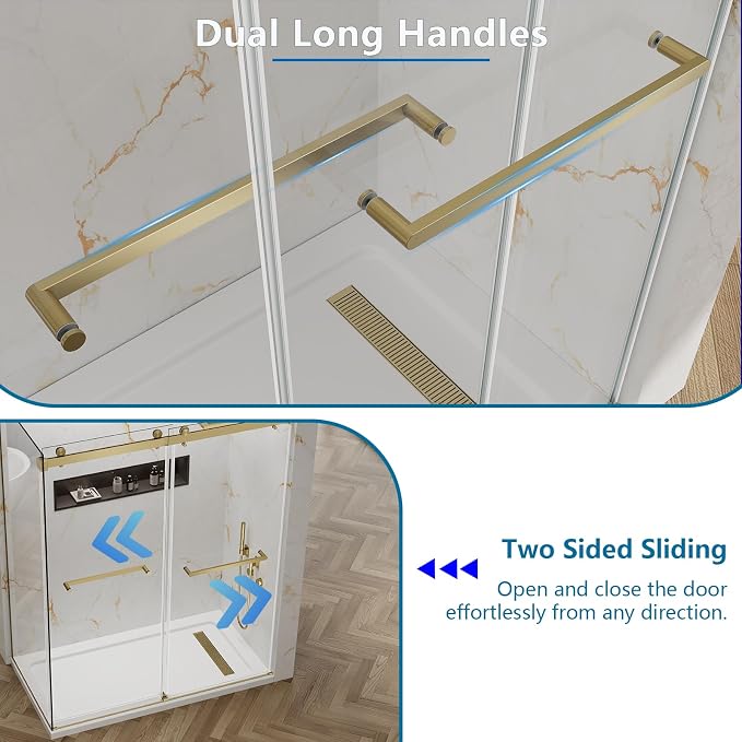 60x76 in Frameless Double Sliding Shower Door - Image 6