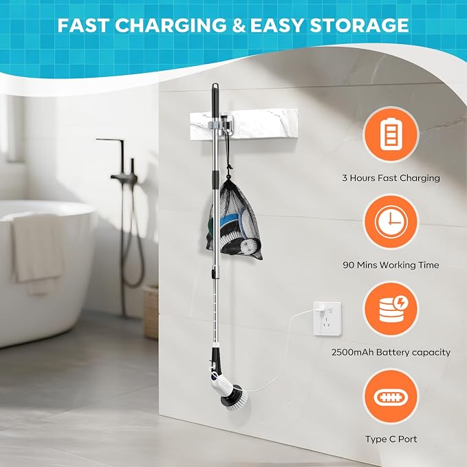 YKYI Electric Spin Scrubber-Cordless Power Scrubber - Image 7