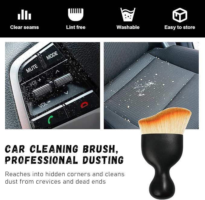 Ziciner Car Detailing Brush, Curved Soft Bristles Auto Removal Dust Collectors - Image 6