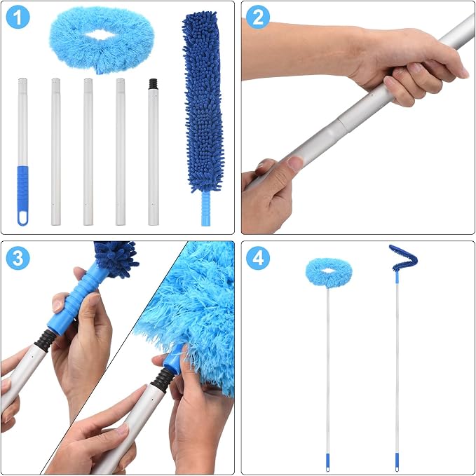 PATIKIL Ceiling Fan Cleaner Duster, 12.9" to 59", 2 in 1 Microfiber Duster - Image 5