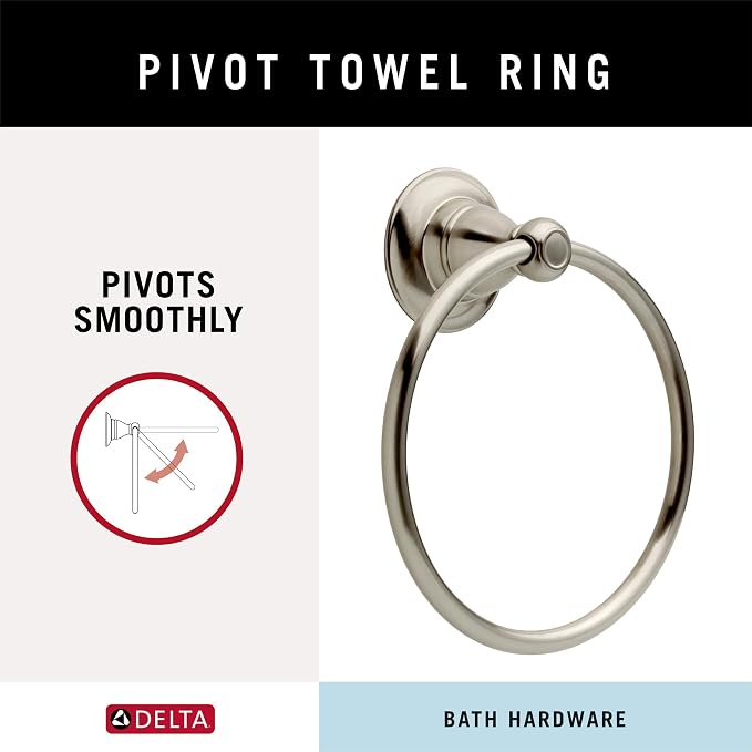 Delta Porter Hand Towel Holder SpotShield Brushed Nickel Towel Racks - Image 3