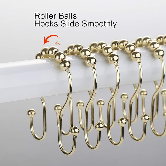 Goowin Shower Curtain Hooks, Stainless Steel Gold Shower Curtain Hooks - Image 5