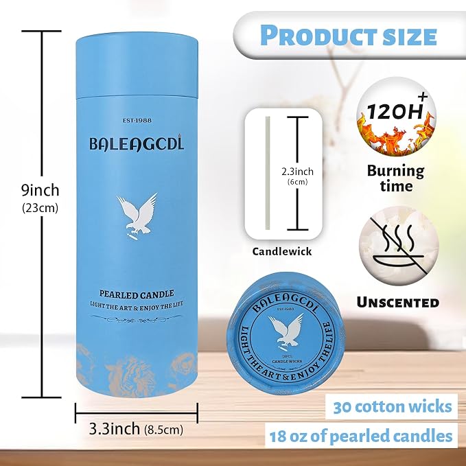 Unscented White Pearled Candle 18oz Luxury Sand Candle Granulated Wax - Image 2