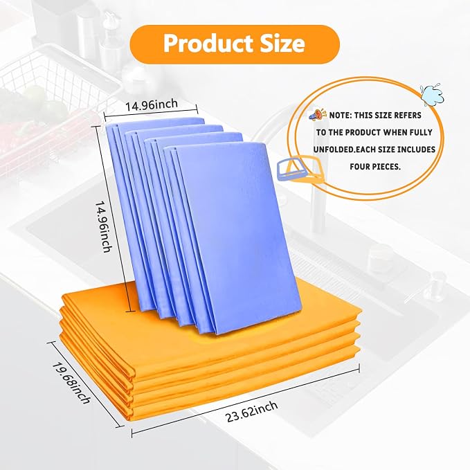 8 Pack Super Absorbent Shammy Cleaning Cloths – Reusable Non-Woven, Lint-Free & - Image 2