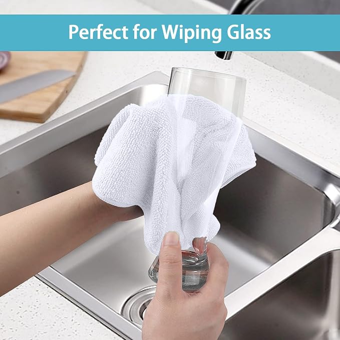HOMEXCEL White Microfiber Cleaning Cloth, 5 Pack Cleaning Towels - Image 5