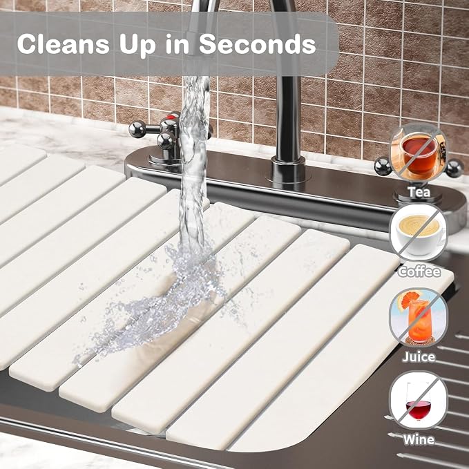 Large Stone Dish Drying Mat for Kitchen Counter, Super Absorbable Diatomaceous - Image 7