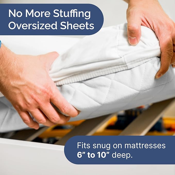 Cot Sheet Set 25” x 75” – Easy-Fit Cot Size Mattress Sheets – Ideal for Narrow Twin, Camper Bunk, RVs, Twin Bunks, Day Care and Camping Cots - Cot Size Fitted Sheet fits 6” to 10” Mattresses – White