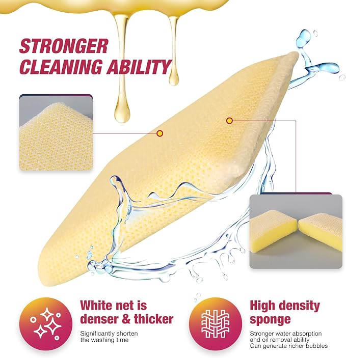16 Pads Kitchen Sponges All-Purpose Non Scratch Dish Sponge，Multipurpose Used - Image 6