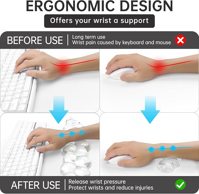 Mouse Pad with Wrist Rest, Soft Cloud Gel Keyboard Mouse Pad Set with Hand - Image 3