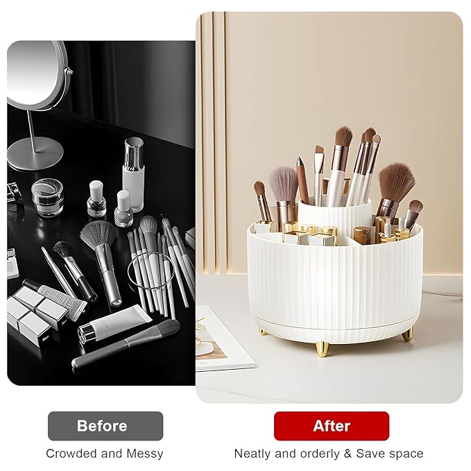 Diesisa Makeup Brush Holder Organizer, 360° Rotating Makeup Brush Organizer - Image 3
