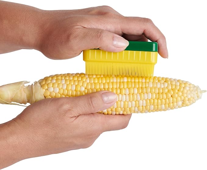 HIC Kitchen Corn Desilking Brush and Vegetable Scrubber, Dual-Textured Bristles - Image 2