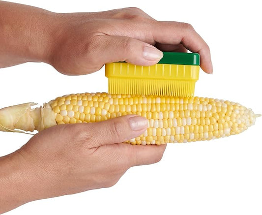 HIC Kitchen Corn Desilking Brush and Vegetable Scrubber, Dual-Textured Bristles - Image 2