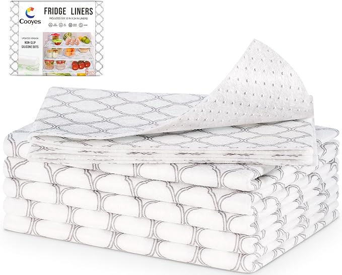 Cooyes Non Slip Refrigerator Liners, 2 in 1 Absorbent Fridge Liners and Fresh by Cooyes