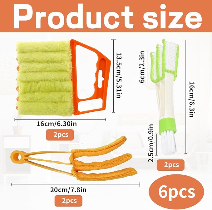 6-Pack Dusting Brushes for Window Blinds, Blinds Cleaner Tool, Mini Blind - Image 2