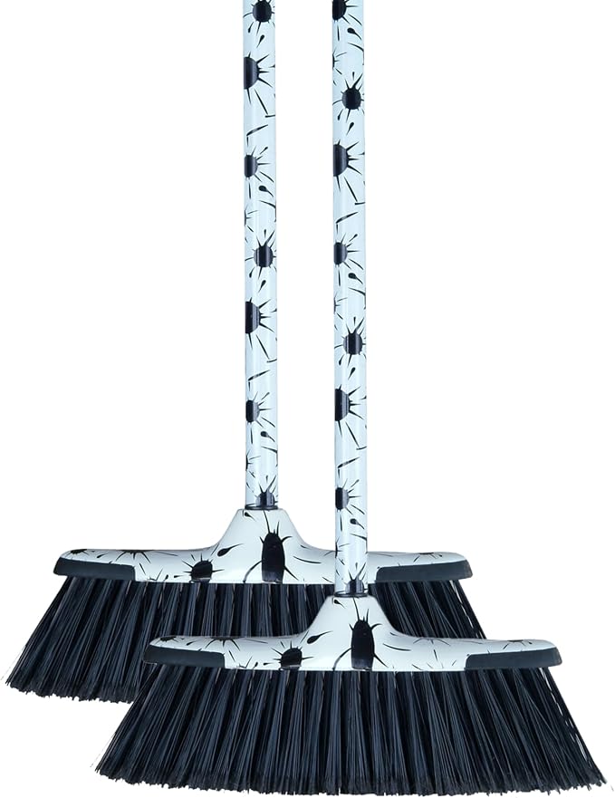 Superio Design Broom, Fancy Black and White Angle Broom, Cute Splash Design by Superio